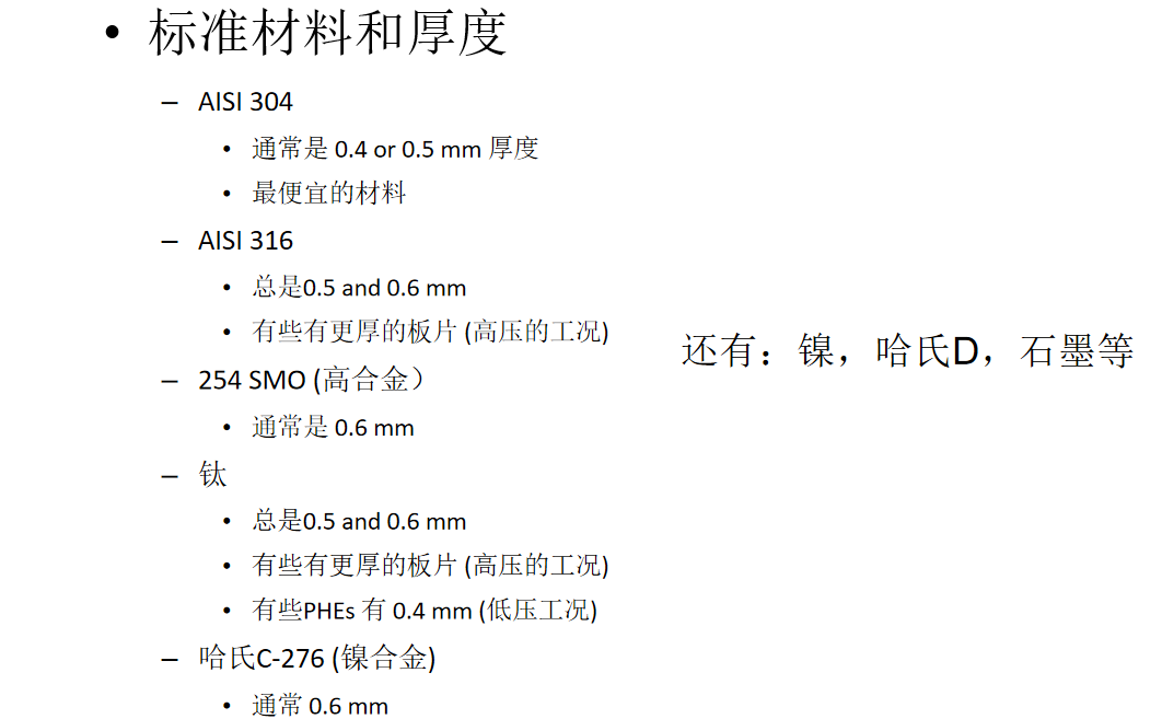 板式換熱器的板片材質(zhì)